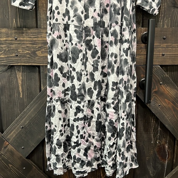 Anthropologie Cloth & Stone Midi Dress S Animal Print Grey Neutral Boho Office - Picture 3 of 13